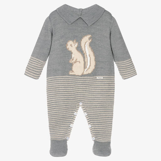 Foque-Grey Knitted Squirrel Babygrow | Childrensalon Outlet