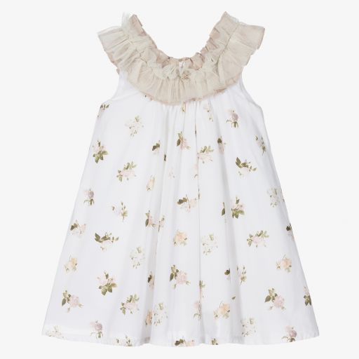 Foque-فستان قطن فوال لون عاجي وبيج | Childrensalon Outlet