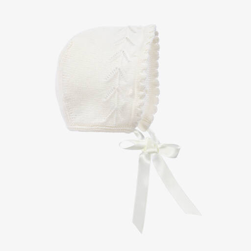Foque-Ivory Wool & Cashmere Blend Baby Bonnet | Childrensalon Outlet