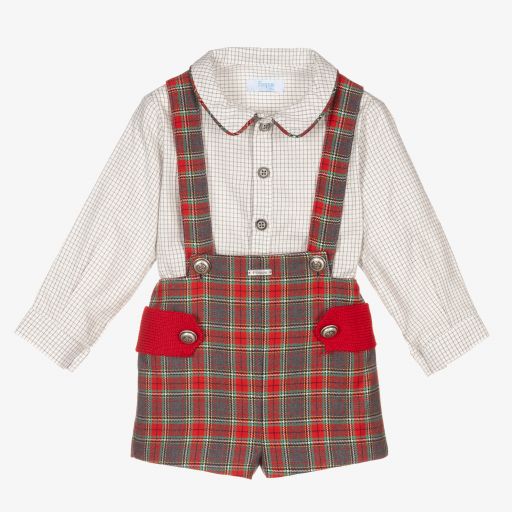 Foque-Rot-grau kariertes Shorts-Set | Childrensalon Outlet