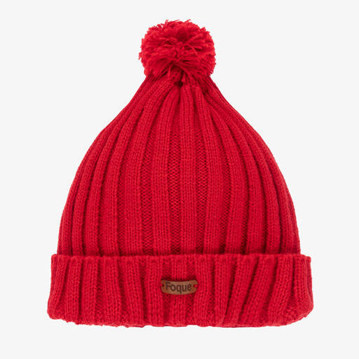 Foque-Red Knitted Pom-Pom Hat | Childrensalon Outlet