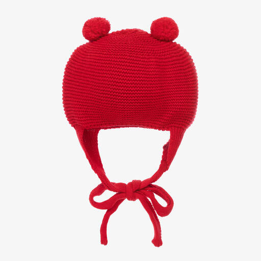 Foque-Red Knitted Pom-Pom Hat | Childrensalon Outlet