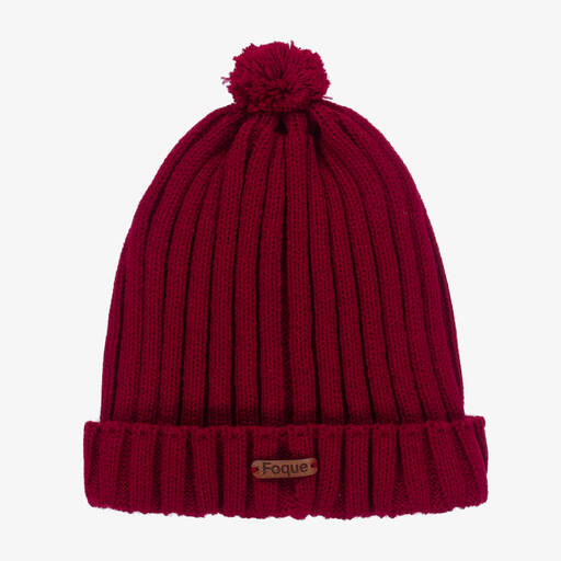 Foque-Red Knitted Pom-Pom Hat | Childrensalon Outlet