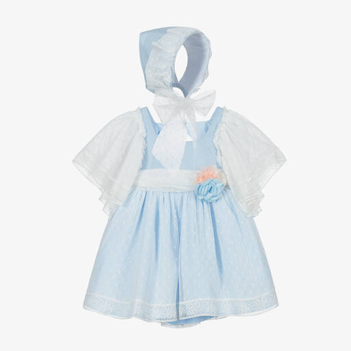 Foque-White & Blue Dress Set | Childrensalon Outlet