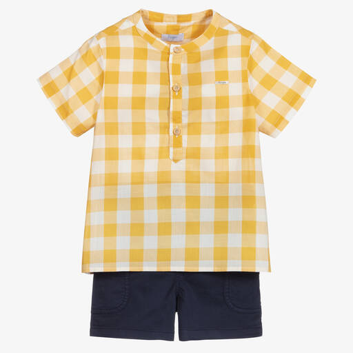 Foque-Yellow & Blue Shorts Set | Childrensalon Outlet