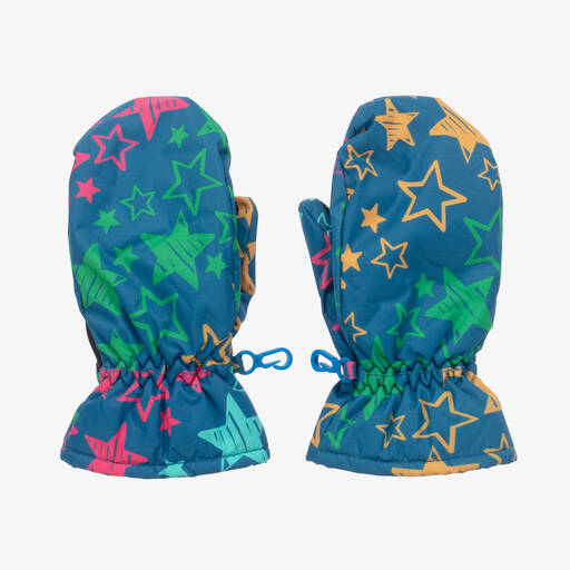 Frugi-Blue & Green Star Snow Mittens | Childrensalon Outlet