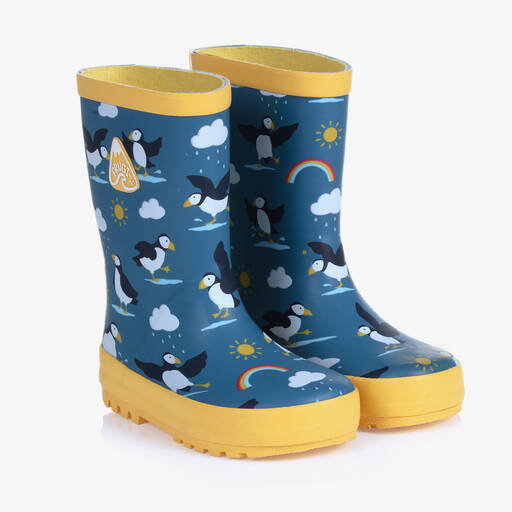Frugi-Blue Puffin Rain Boots | Childrensalon Outlet
