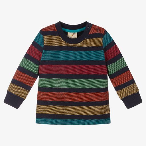 Frugi-Blue Striped Jacquard Top | Childrensalon Outlet