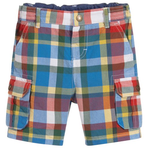 Frugi-Boys Blue Check Cotton Shorts | Childrensalon Outlet