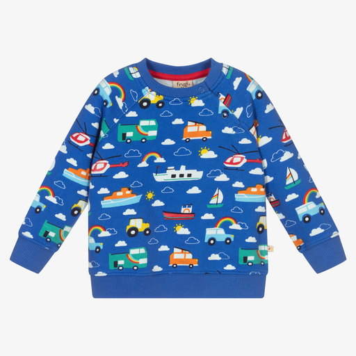 Frugi-Boys Blue Cotton Sweatshirt | Childrensalon Outlet