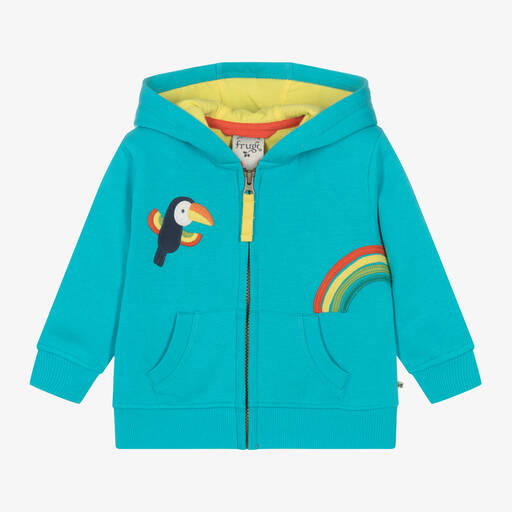 Frugi-Boys Blue Cotton Toucan Zip-Up Top | Childrensalon Outlet