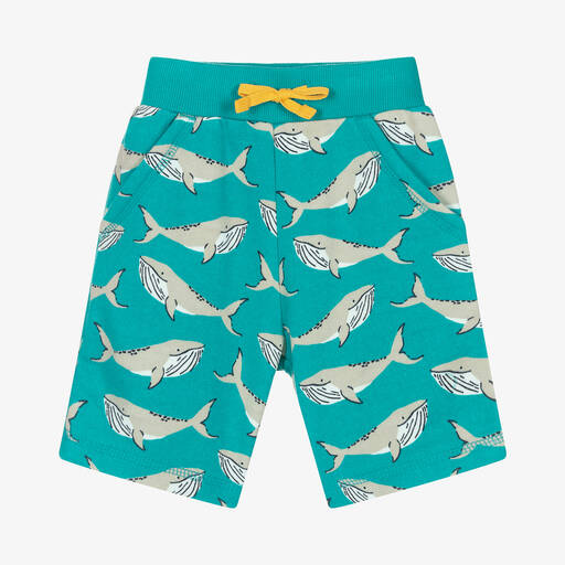 Frugi-Boys Blue Cotton Whale Shorts | Childrensalon Outlet
