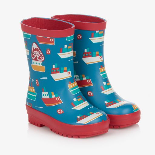 Frugi-Boys Blue Ferry Rain Boots | Childrensalon Outlet