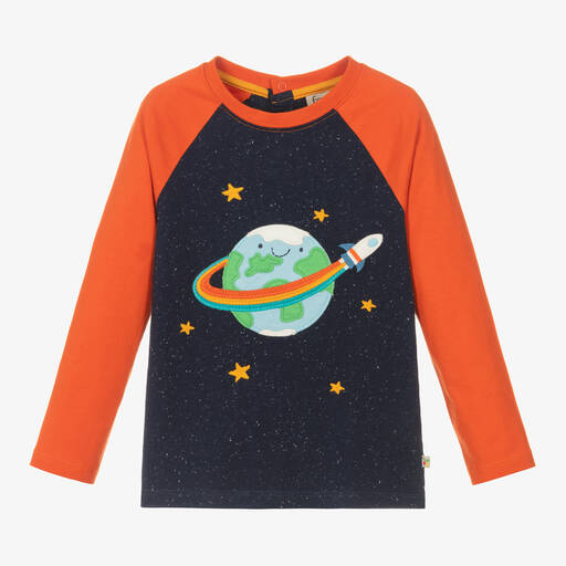 Frugi-Rainbow World Oberteil blau/orange | Childrensalon Outlet