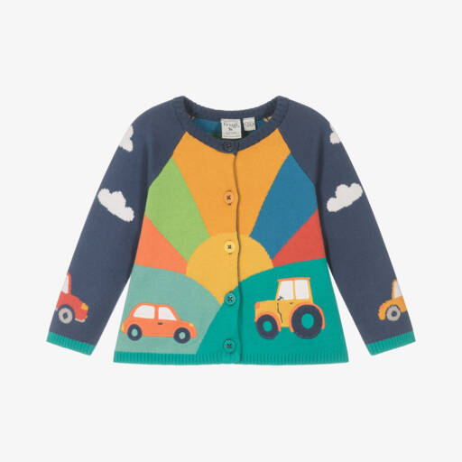 Frugi-Boys Blue Sunrise Knit Cardigan | Childrensalon Outlet