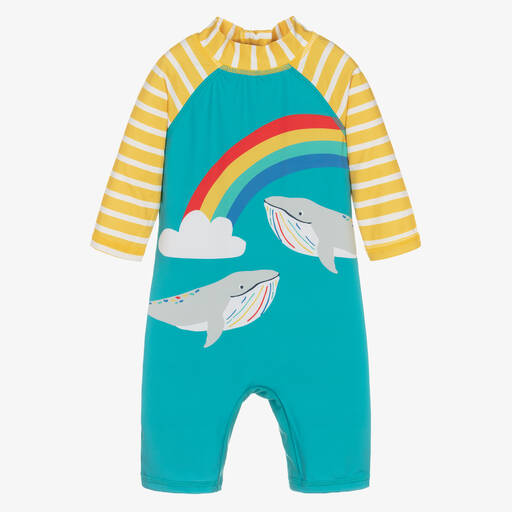 Frugi-Голубой солнцезащитный костюм с китами (UPF50+) | Childrensalon Outlet