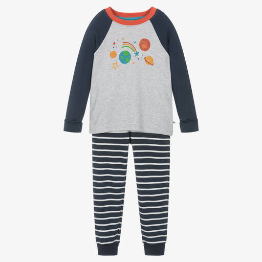 Frugi-Weltraum-Schlafanzug Navyblau/Grau | Childrensalon Outlet