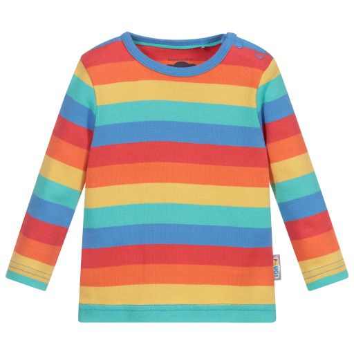 Frugi-Boys Rainbow Stripe Top | Childrensalon Outlet