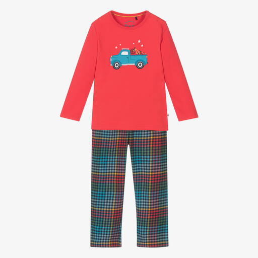 Frugi-Roter Baumwollschlafanzug mit Truck | Childrensalon Outlet