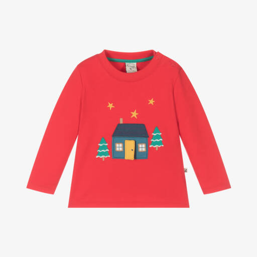 Frugi-Boys Red Festive Cotton Shirt | Childrensalon Outlet