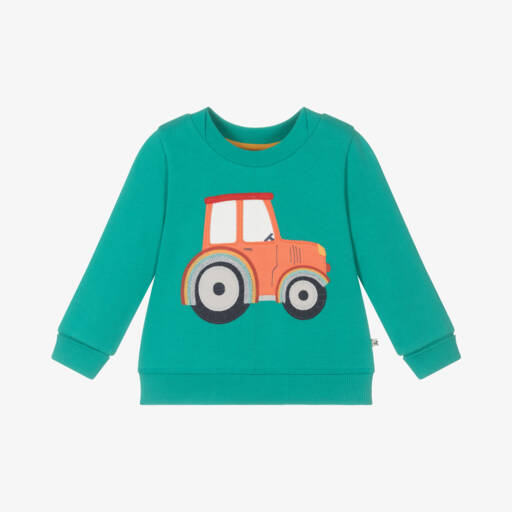 Frugi-Boys Teal Tractor Pullover | Childrensalon Outlet