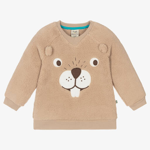 Frugi-Braunes Biber-Fleece-Sweatshirt | Childrensalon Outlet