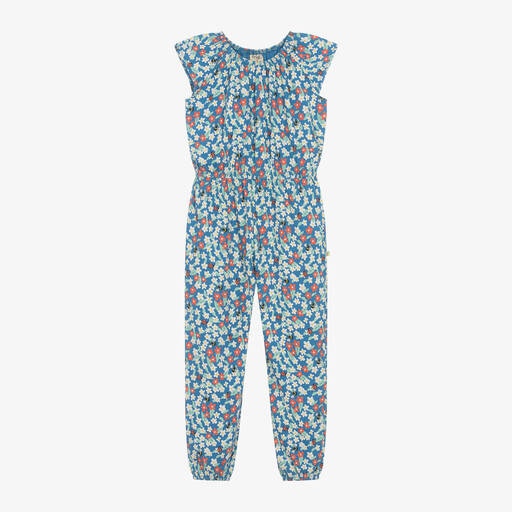 Frugi-Girls Blue Floral Cotton Jumpsuit | Childrensalon Outlet