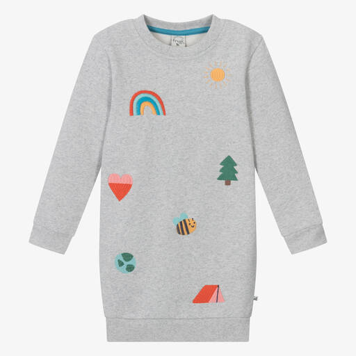 Frugi-Girls Grey Cotton Sweatshirt  Dress | Childrensalon Outlet