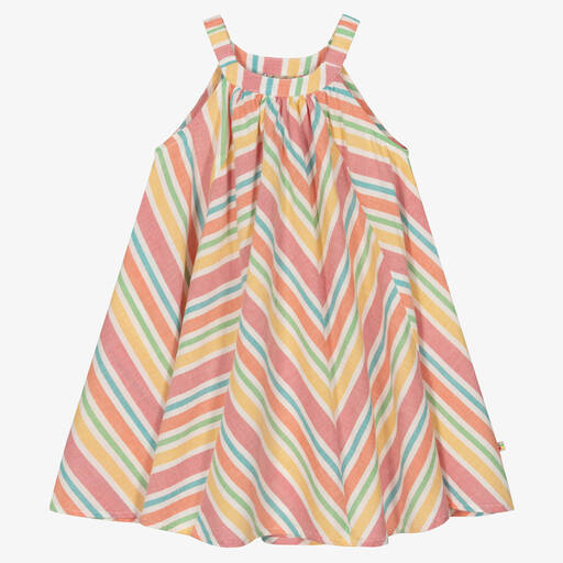 Frugi-فستان صيفي قطن عضوي مقلم بطبعة ملونة | Childrensalon Outlet