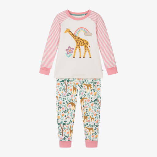 Frugi-ملابس نوم عضوية وردية للبنات بنقشة الزرافة | Childrensalon Outlet