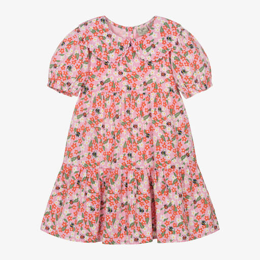 Frugi-Girls Pink Floral Cotton Dress | Childrensalon Outlet