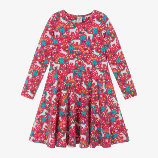 Frugi-Розовое платье из органического хлопка с лошадками | Childrensalon Outlet