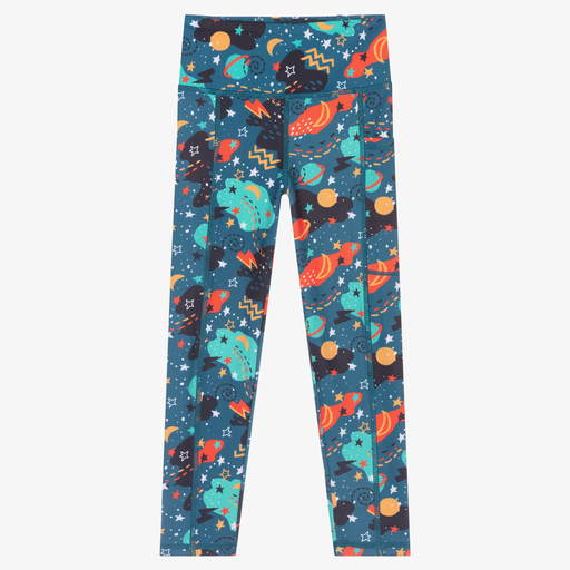 Frugi-Girls Teal Blue Space Leggings | Childrensalon Outlet