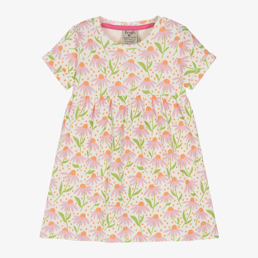 Frugi-Girls White Cotton Floral Print Dress | Childrensalon Outlet