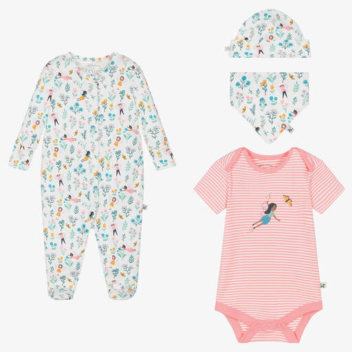 Frugi-Girls White Organic Cotton Babysuit Set | Childrensalon Outlet