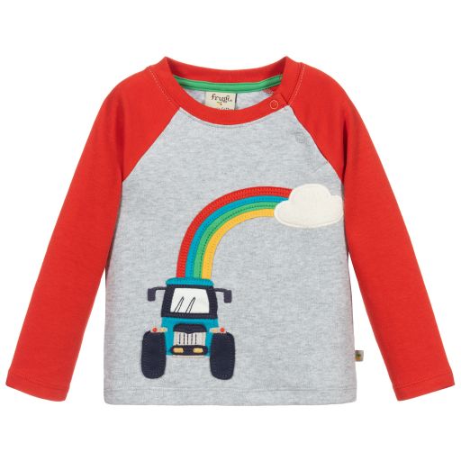 Frugi-Grey Organic Cotton Top | Childrensalon Outlet