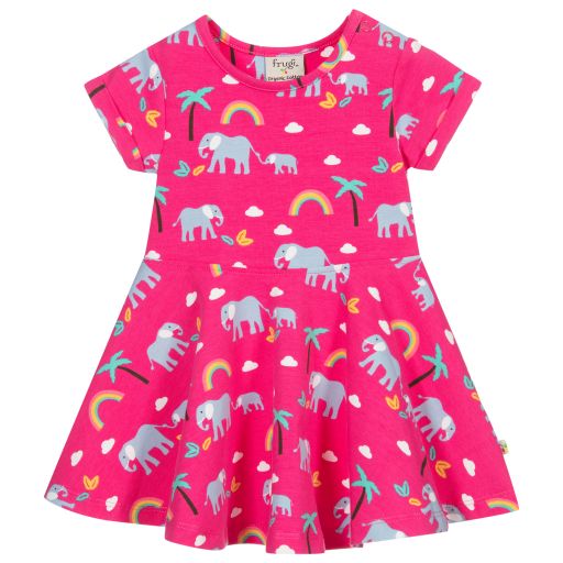Frugi-Pink Organic Cotton Dress  | Childrensalon Outlet