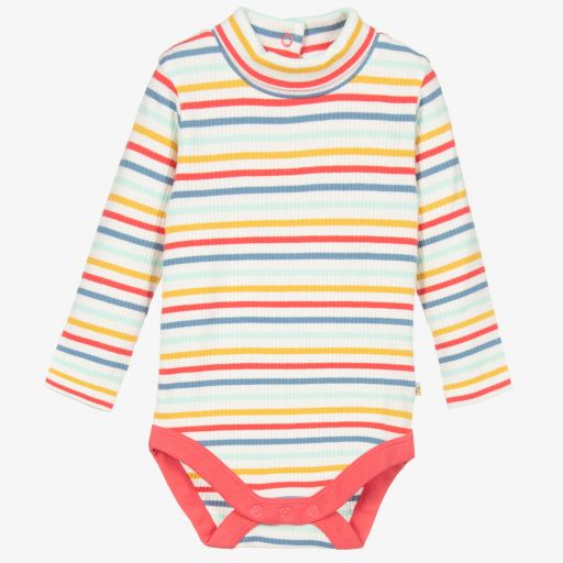 Frugi-Striped Roll Neck Bodysuit | Childrensalon Outlet