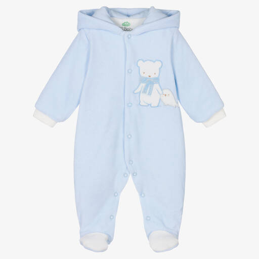 FS Baby-Baby Boys Blue Cotton Pramsuit | Childrensalon Outlet