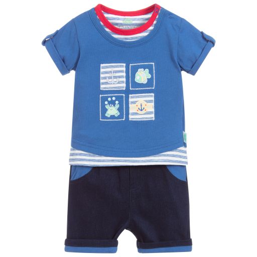 FS Baby-Baby Boys Blue Shorts Set | Childrensalon Outlet