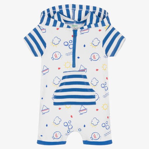 FS Baby-Baby Boys White & Blue Cotton Shortie | Childrensalon Outlet