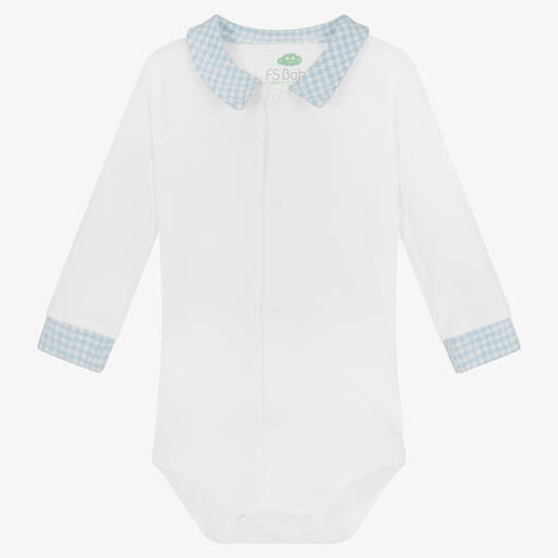 FS Baby-Baby Boys White Organic Cotton Bodysuit | Childrensalon Outlet