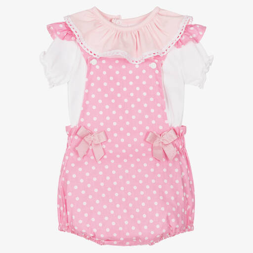 FS Baby-Baby Girls Cotton Dungaree Set | Childrensalon Outlet