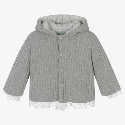 FS Baby-Baby Girls Grey Cotton Knit Cardigan | Childrensalon Outlet