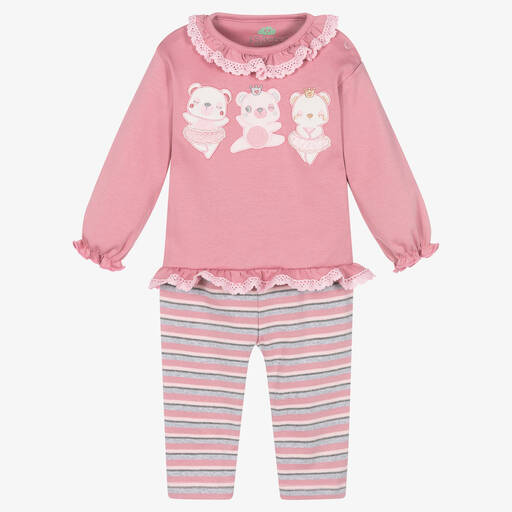 FS Baby-Baby Girls Pink Cotton Leggings Set | Childrensalon Outlet