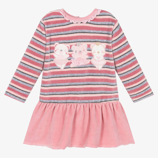 FS Baby-Baby Girls Pink Striped Velour Dress | Childrensalon Outlet