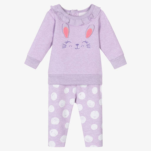 FS Baby-Baby Girls Purple Cotton Trouser Set | Childrensalon Outlet