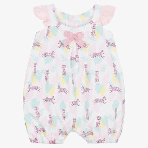 FS Baby-Baby Girls White & Pink Cotton Shortie | Childrensalon Outlet