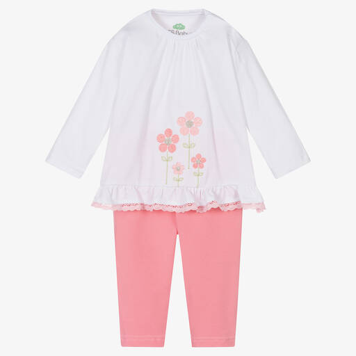 FS Baby-Baby Girls White & Pink Leggings Set | Childrensalon Outlet