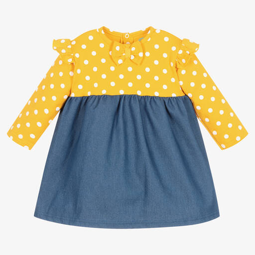 FS Baby-Baby Girls Yellow & Blue Dress | Childrensalon Outlet